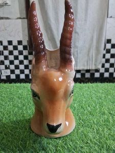 Vintage Antelope Head Ceramic Planter