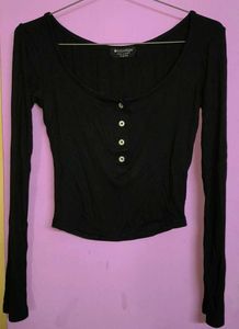 Ribbed black Henley