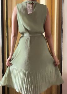 Pleated Belted Maxi Dress