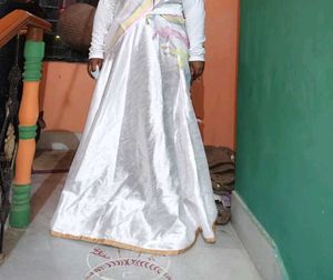 White flared skirt