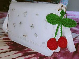 Crocheted Cherry  keychain