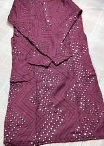 BURGUNDY MIRROR WORK KURTA