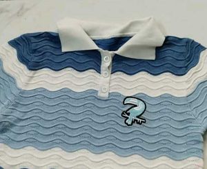 Striped Knit Polo Top