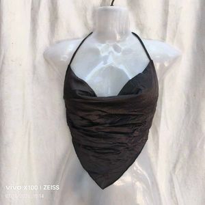 Satin Cowl Neck Halter Top