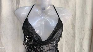 Sparkling Black Halter Neck Top