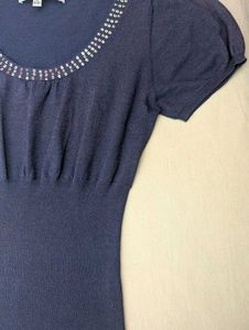 Y2K Purple Fitted Pleated Waist Top