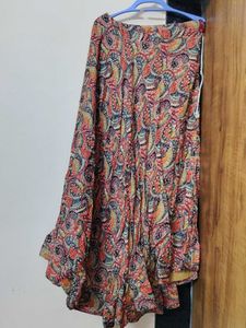 Vibrant Paisley Print Flowy Skirt