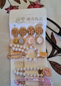 Pearl & Rhinestone Hair Clips Set