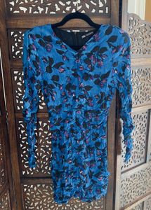 Zara Brand New Floral Mini Dress With Shoulder Pad