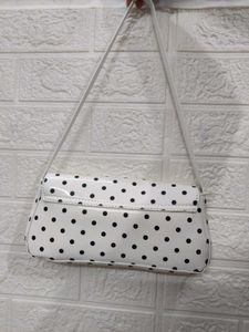 Savana White Polka Dot Shoulder Bag