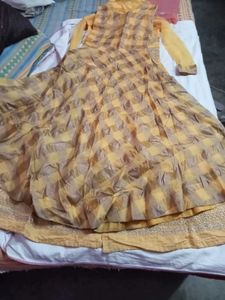 Elegant Yellow Gaown with Koti wit