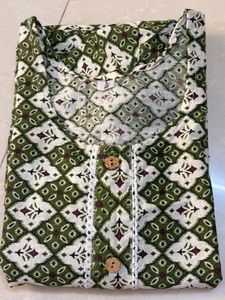 Green Geometric Print Kurta