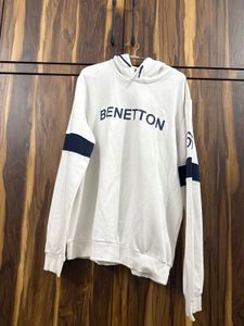 Benetton White Graphic Hoodie