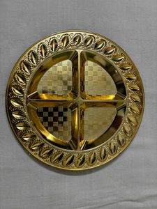 Decorative Golden Pooja Plates -2 pieces
