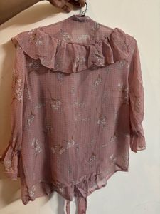 Chic Pink Floral Ruffle Blouse