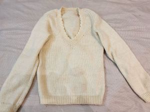 Cozy Cream V-Neck Knit Sweater