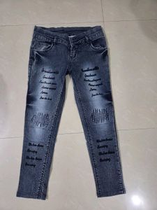 Stylish Blue Denim Jeans with Quotes