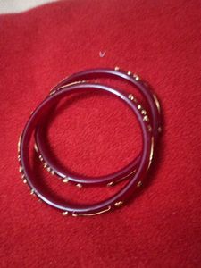 Elegant Maroon Bangles with Gold Accents