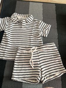 H&M Striped Matching Top & Shorts Set