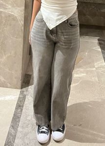 Grey Wide Leg Denim Jeans