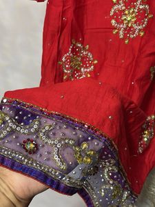 Red Embellished Kurta and salwar