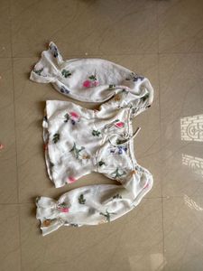 White Floral Print Crop Top