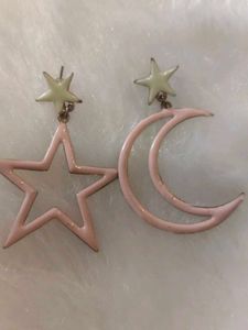 Cute Pink Moon &amp; Star Earrings