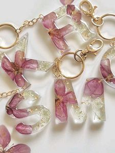 Custom Floral Resin Letter Keychain