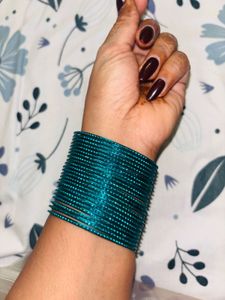 Teal shimmer metal Stackable Bangles