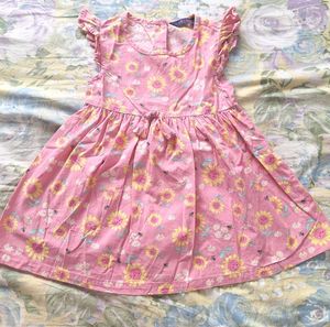 Cute Pink Sunflower Print Dress