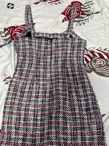 Tweed Plaid Pinaforebodycon  Dress