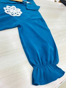 Chic Blue Button-Up Midi Dress