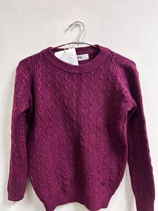 Knit Pullover Sweater Wine colour