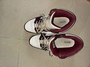 High-Top Sneakers - Burgundy &amp; White