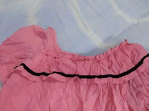 Chic Pink Off-Shoulder Ruffle Top