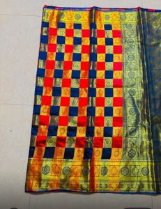 Vibrant Checkered Silk Blend Saree