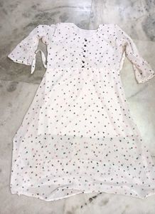 Chic White Heart Print Midi Dress
