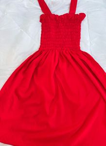 Chic Smocked Red Sundress