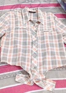 Chic Plaid Cropped orange Shirt