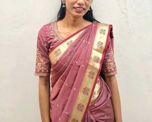 Elegant Silk Saree with Embellished Blouse