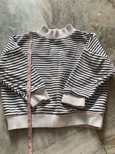Striped Mock Neck Sweatshirt