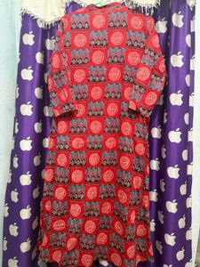 Vibrant Red Ethnic Kurta Set with Dupatta