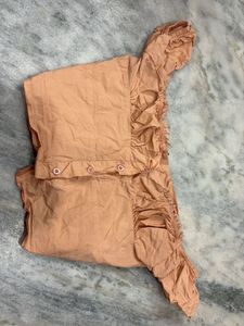 newme vintage Peach Ruffled crop top
