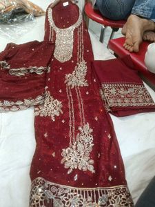 Embroidered Maroon suit Set