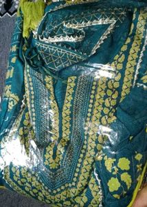 Teal Embroidered Kurta Set with Dupatta