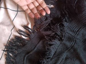 Stylish Black Knit Poncho