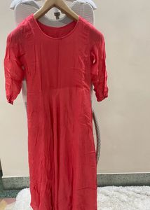 Vibrant Coral Anarkali Kurti