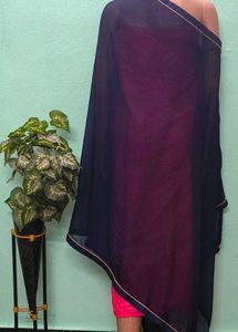 Dupatta silk Navy blue Dark with golden work