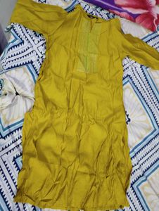 Mustard Embroidered Kurta