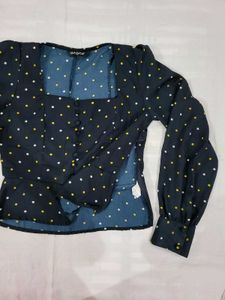 Chic Polka Dot Square Neck Top